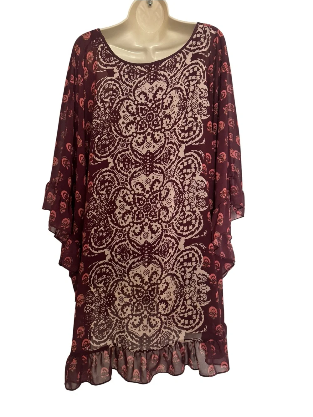 Free People Women's XS Extra Small Dress Bohemian Floral Long Sleeve
